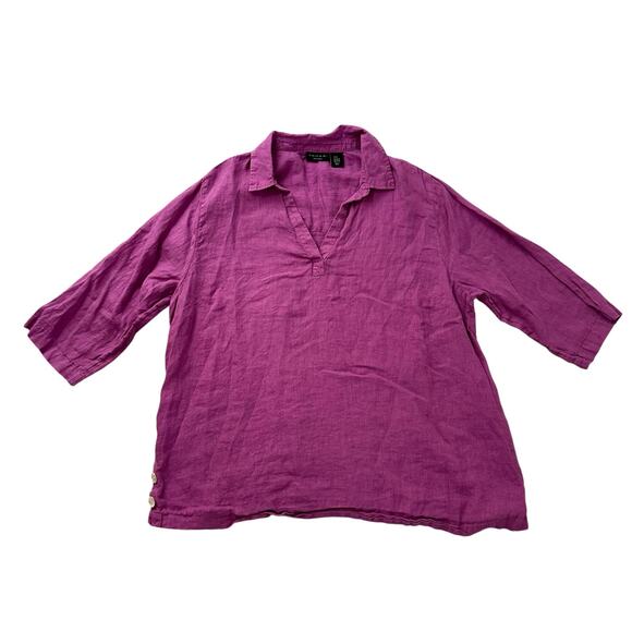 Tahari purple linen three-quarter sleeve top size 2X - Picture 13 of 13
